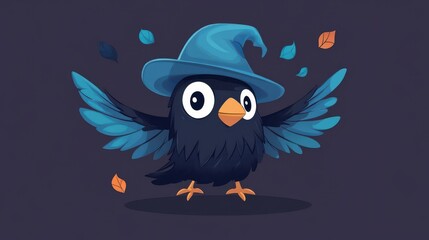 Obraz premium Delve into a vibrant animation featuring a crow in a wizard hat, perfect for captivating gameplay moments.