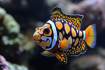 A Strikingly Patterned Black, Yellow, and Orange Fish