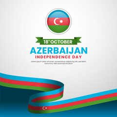 Azerbaijan Independence Day square background with waving ribbon flag