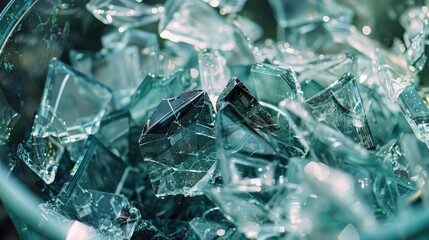 Shattered glass pieces in the recycle bin