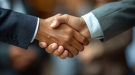 A close-up of a handshake between two executives sealing a deal
