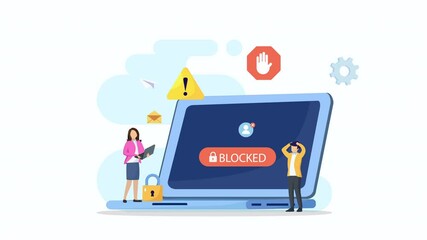 blocked account conceptual. 2d video animation 4k clip