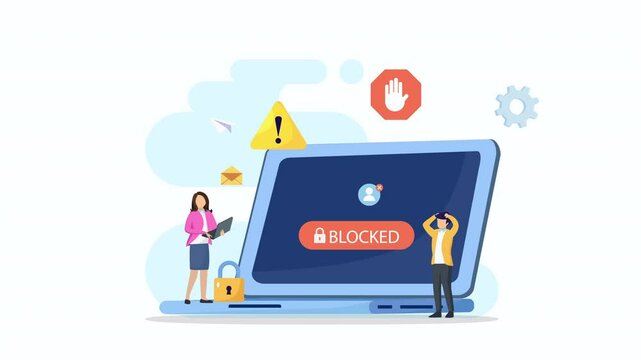 blocked account conceptual. 2d video animation 4k clip