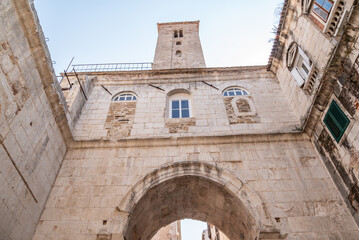 Fototapeta premium The Iron gate of the Roman Historical Complex of the Palace of Diocletian, UNESCO world heritage site in Split, Croatia