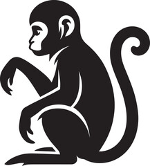 Monkey animal Silhouette isolated on white background Minimalist monkey vector illustration