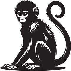 Monkey animal Silhouette isolated on white background Minimalist monkey vector illustration