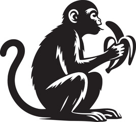 Monkey animal Silhouette isolated on white background Minimalist monkey vector illustration