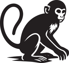 Obraz premium Monkey animal Silhouette isolated on white background Minimalist monkey vector illustration