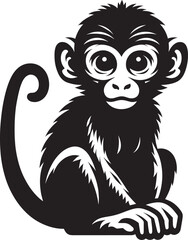 Monkey animal Silhouette isolated on white background Minimalist monkey vector illustration