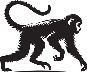 Monkey animal Silhouette isolated on white background Minimalist monkey vector illustration