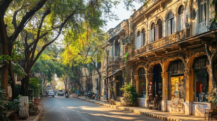 Naklejka premium The historic Kala Ghoda area in Mumbai, with its art galleries and heritage buildings.