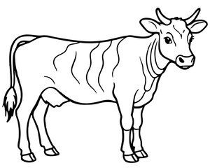 Hand drawn line art cow vector illustration