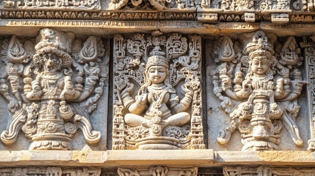 The intricate carvings on the stone panels of the Dilwara Temples in Mount Abu.
