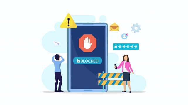 blocked account conceptual. 2d video animation 4k clip