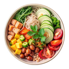 Healthy vegetarian salad isolated on transparent background