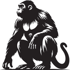Monkey animal Silhouette isolated on white background Minimalist monkey vector illustration