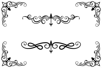 Classic Vintage Baroque Victorian Ornament Frames Separator Elements Classic Wedding Invitation