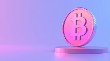 3D rendering of a cryptocurrency Bitcoin icon on a clean background, ideal for mock-up and web banner applications. This cartoon-style interface design, with its minimalist aesthetic, is well-suited f