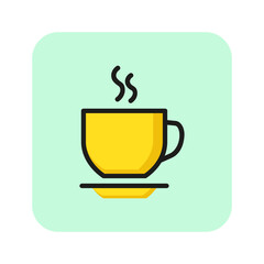 Hot coffee cup line icon. Tea, hot chocolate, cafe. Coffee concept. Vector illustration can be used for topics like drinks, menu, breakfast