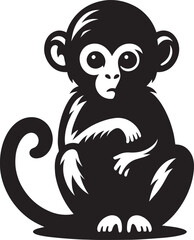 Monkey animal Silhouette isolated on white background Minimalist monkey vector illustration