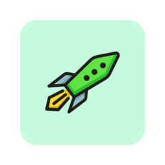 Rocket line icon. Spaceship, flight, start, startup. Space concept. Can be used for topics like astronomy, space travel, launch