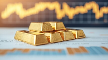 Golden Analysis - Gold Market Analyst's Workspace with Charts, Graphs, and Bars in Ultra HD, Copy Space Available