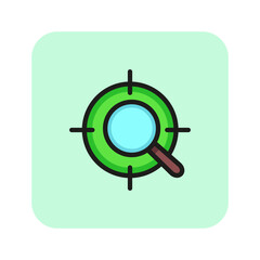SEO and targeting line icon. Target, white background, aim. Optimization concept. Vector illustration can be used for topics like optimization, engineering, investigation