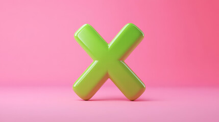 Obraz premium This 3D rendering features a red X cross checkmark icon set against a clean background, designed for mock-ups and web banners. The icon is crafted in a cartoonish and minimalistic style, fitting withi