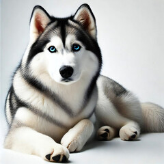 Obraz premium 伏せるシベリアンハスキー[GenerativeAI]