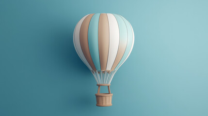 Obraz premium This 3D rendering depicts a hot air balloon icon against a clean background, ideal for mock-ups and web banners. The icon features a cartoonish and minimalistic design, in line with the metaverse conc