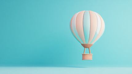 Obraz premium This 3D rendering depicts a hot air balloon icon against a clean background, ideal for mock-ups and web banners. The icon features a cartoonish and minimalistic design, in line with the metaverse conc
