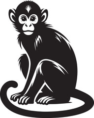 Monkey animal Silhouette isolated on white background Minimalist monkey vector illustration