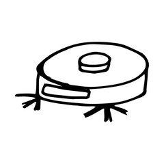 robot vacuum cleaner hand drawn in doodle style. minimalism, monochrome, scandinavian