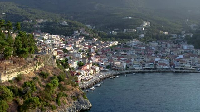Parga Preveza Greece, Aerial View of Old City and Venetian Fortress