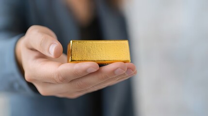 Wealth Building Mentorship: Financial Advisor Passing Gold Bullion to Young Investor in One-on-One Session | Selective Focus, Copy Space, Ultra HD