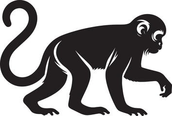 Monkey animal Silhouette isolated on white background Minimalist monkey vector illustration