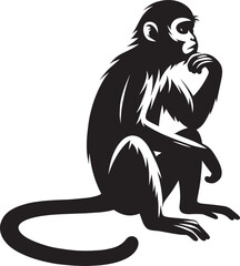 Monkey animal Silhouette isolated on white background Minimalist monkey vector illustration