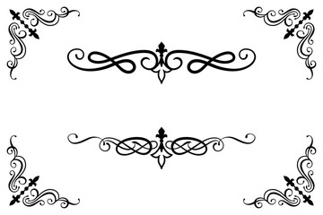 Obraz premium Classic Vintage Baroque Victorian Ornament Frames Separator Elements Classic Wedding Invitation