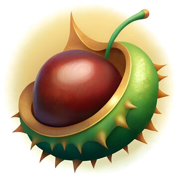 chestnut in green spiky shell clip art preview