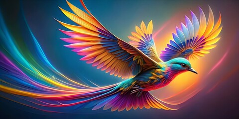 Colorful Abstract Bird Fractal Style