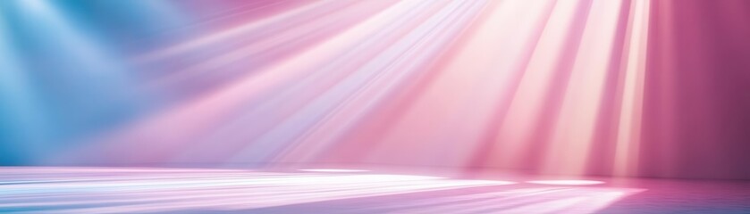 Soft light rays forming a halo over the stage, pastel hues, dreamy and ethereal ambiance
