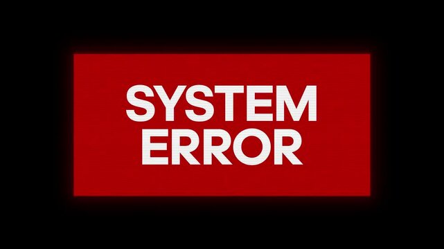 SYSTEM ERROR glitch notification. Looped cybercrime concept hacking animation. SYSTEM ERROR message with glitch effect. Cybersecurity, hacking attack.