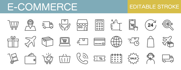 Eコマースに関するアイコンセット　編集可能
