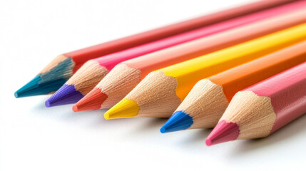 Fototapeta premium This set features a collection of pastel-colored pencils designed for children. Each pencil is crafted to provide a smooth, vibrant application of color, ideal for drawing and coloring. The soft, mute