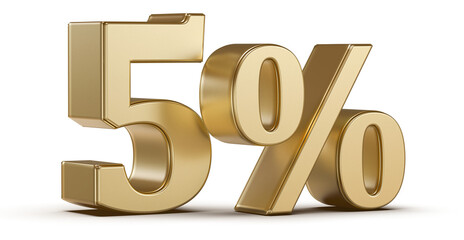 5 Percent Discount Gold Number 3D