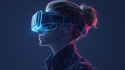 Obraz premium VRゴーグルをつけた女性イメージ,Generative AI AI画像