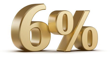 6 Percent Discount Gold Number 3D