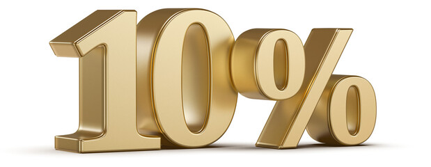 10 Percent Discount Gold Number 3D