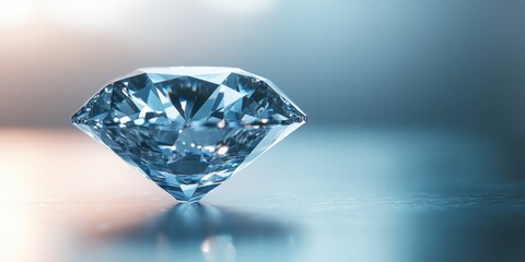 A Close-Up of a Sparkling Diamond on a Blue Background