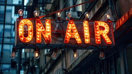 Text On air, live broadcast, delivering news, entertainment, events directly to viewers, capturing immediacy and excitement of live television with up to the minute coverage and dynamic programming